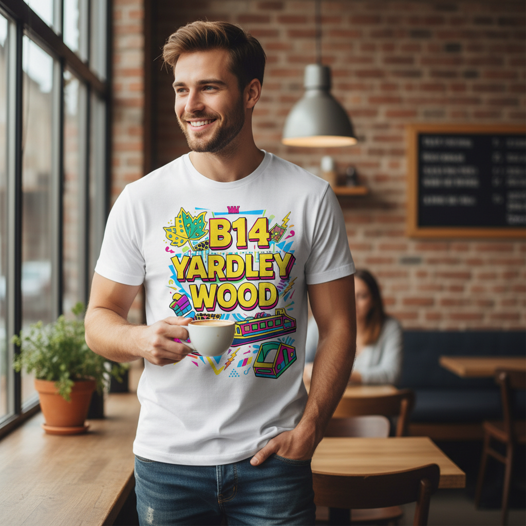 Yardley Wood - T-Shirt - Playful Neon Vibe Design