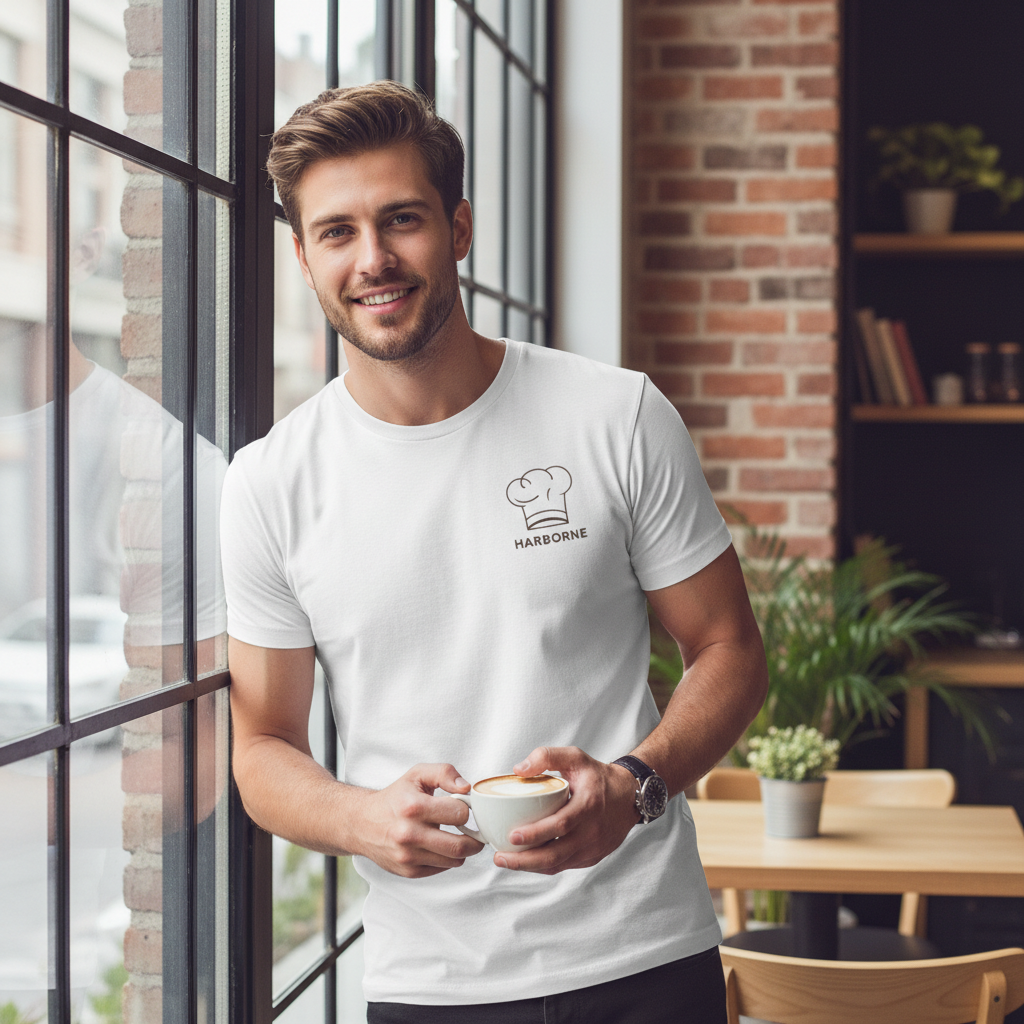 Harborne - T-Shirt - Minimal Line Icon Design - Chef's Hat