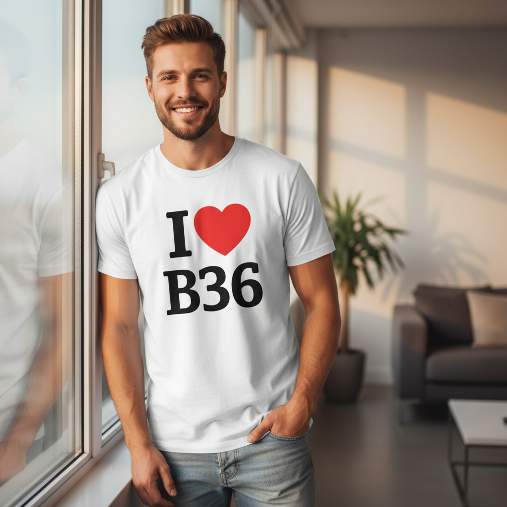B36 - T-Shirt - I Heart B36 Design - Castle Bromwich | Smith's Wood | Bromford | Hodge Hill | Washwood Heath