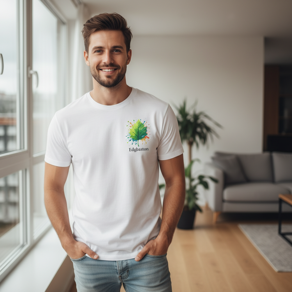 Edgbaston - T-Shirt - Colour Splash Design - Leaf