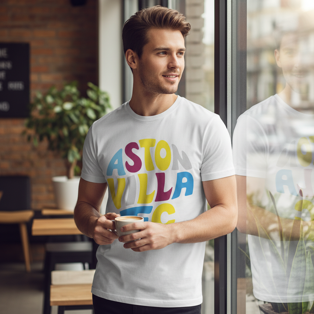 Aston Villa Football Fan T-Shirt Gift - Vibrant Villa Vibe with Colourful Design for Sports Enthusiasts