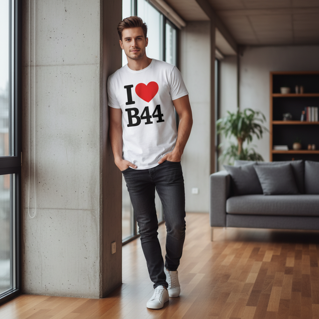 B44 - T-Shirt - I Heart B44 Design -  Kingstanding | Perry Barr | Great Barr | Old Oscott | Queslett