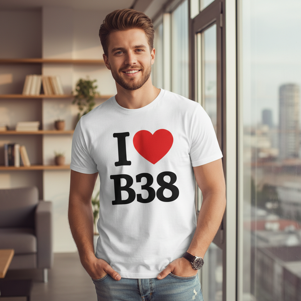 B38 - T-Shirt - I Heart B38 Design - Kings Norton | Hawkesley | Headley Heath | Forhill