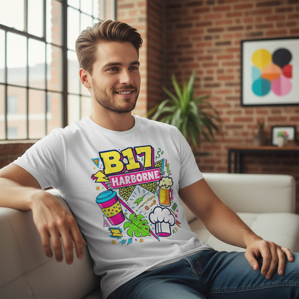Harborne - T-Shirt - Playful Neon Vibe Design