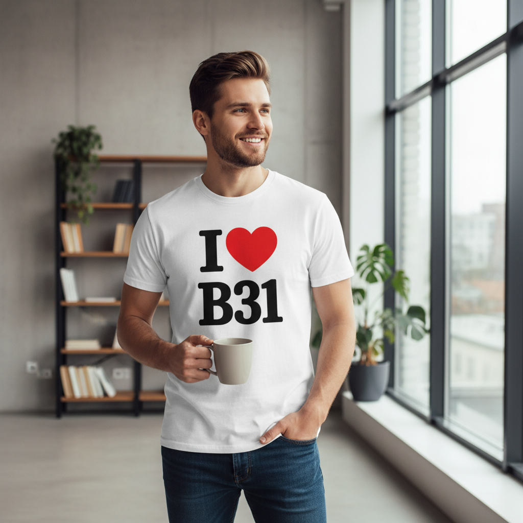 B31 - T-Shirt - I Heart B31 Design - Northfield | Longbridge | West Heath | Shenley Green | Frankley | Bartley Green