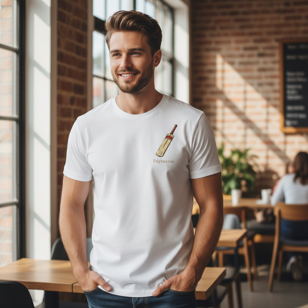 Edgbaston - T-Shirt - Minimal Cool Design - Cricket Bat