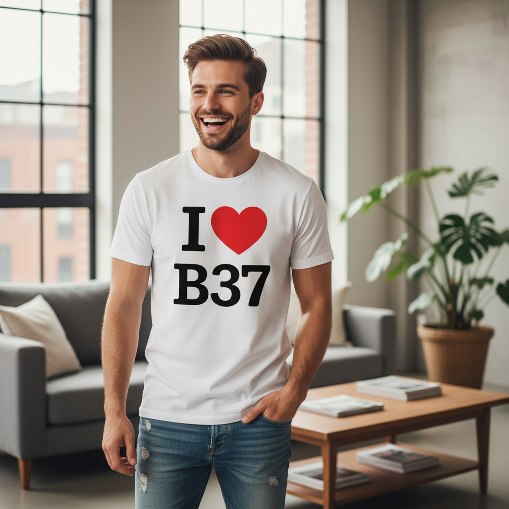 B37 - T-Shirt - I Heart B37 Design - Chelmsley Wood | Marston Green | Kingshurst | Fordbridge