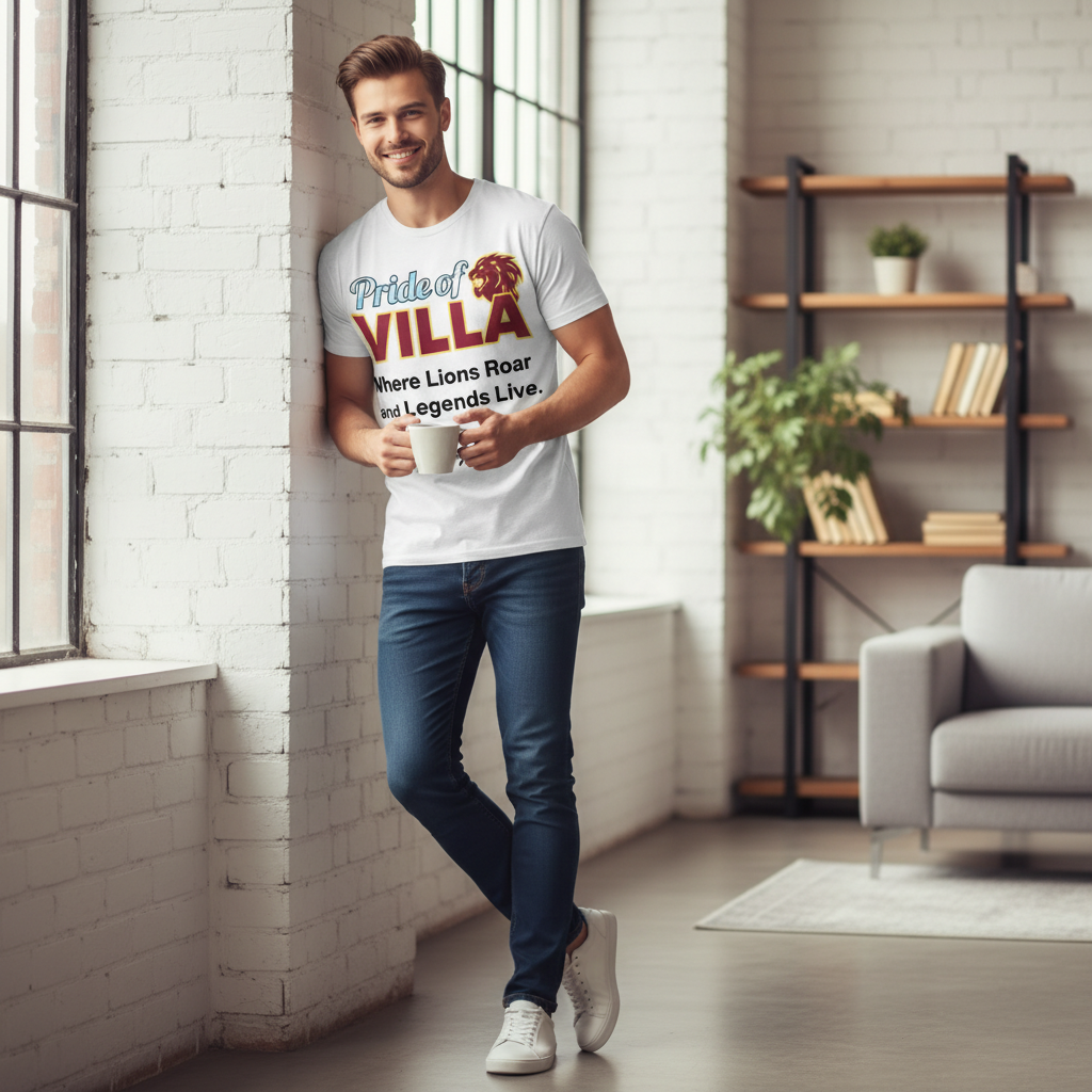 Aston Villa FC Cotton T-Shirt Gift - Pride of VILLA Lionheart Legacy Design for Football Fans