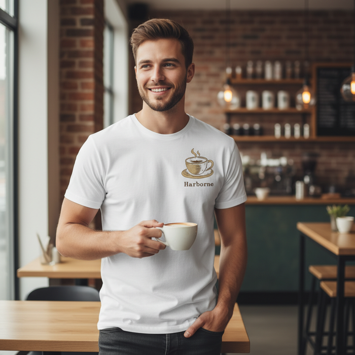 Harborne - T-Shirt - Bold Indie Design - Coffee Cup